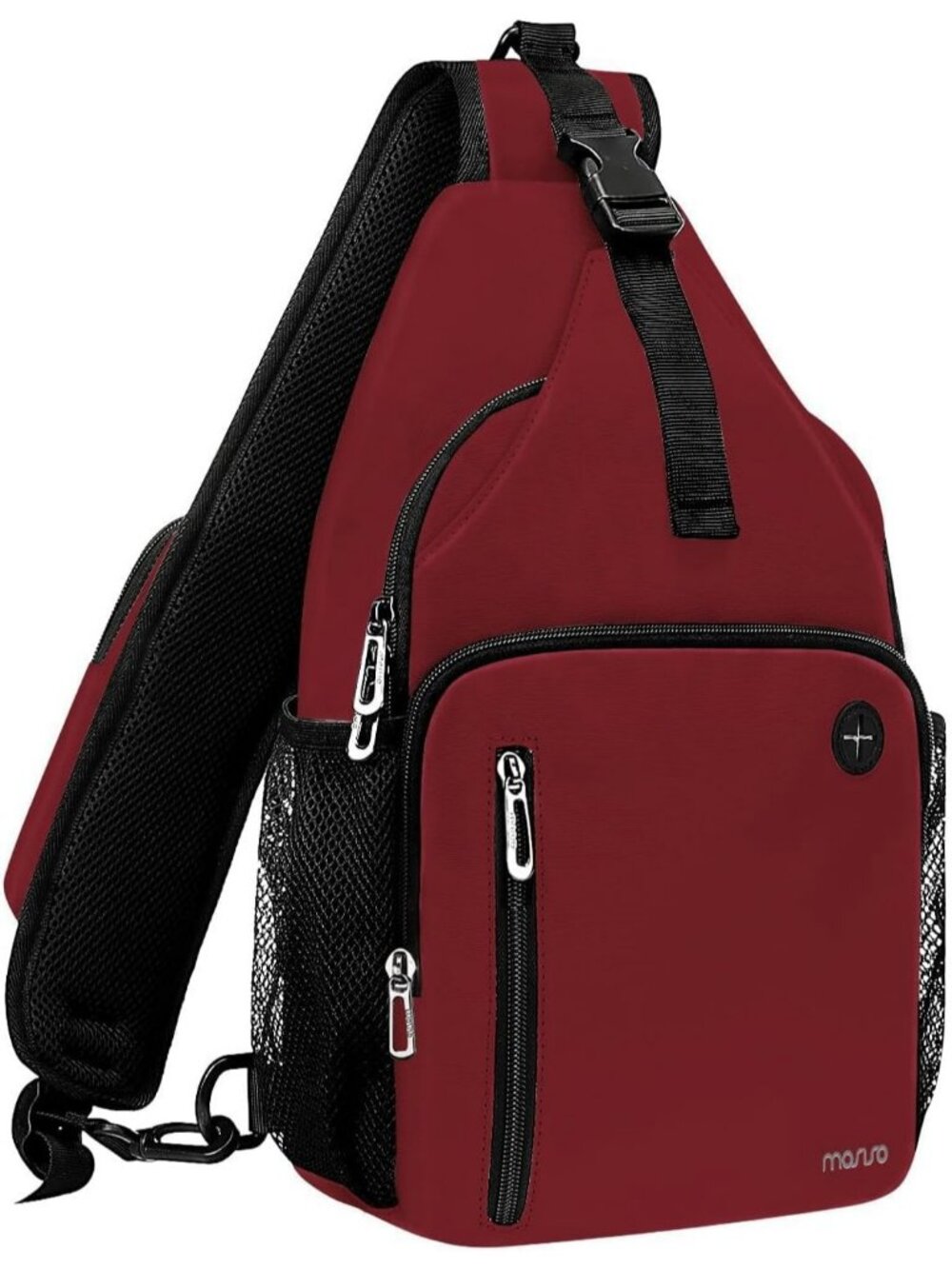 Women's Wine Red Sling Backpack Travel Hiking Daypack Crossbody Shoulder Bag